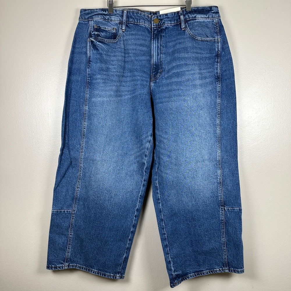 a.n.a Woman's 18W Barrel Jeans Med Worn Blue Highest-Rise Tapered Leg Y2K NEW